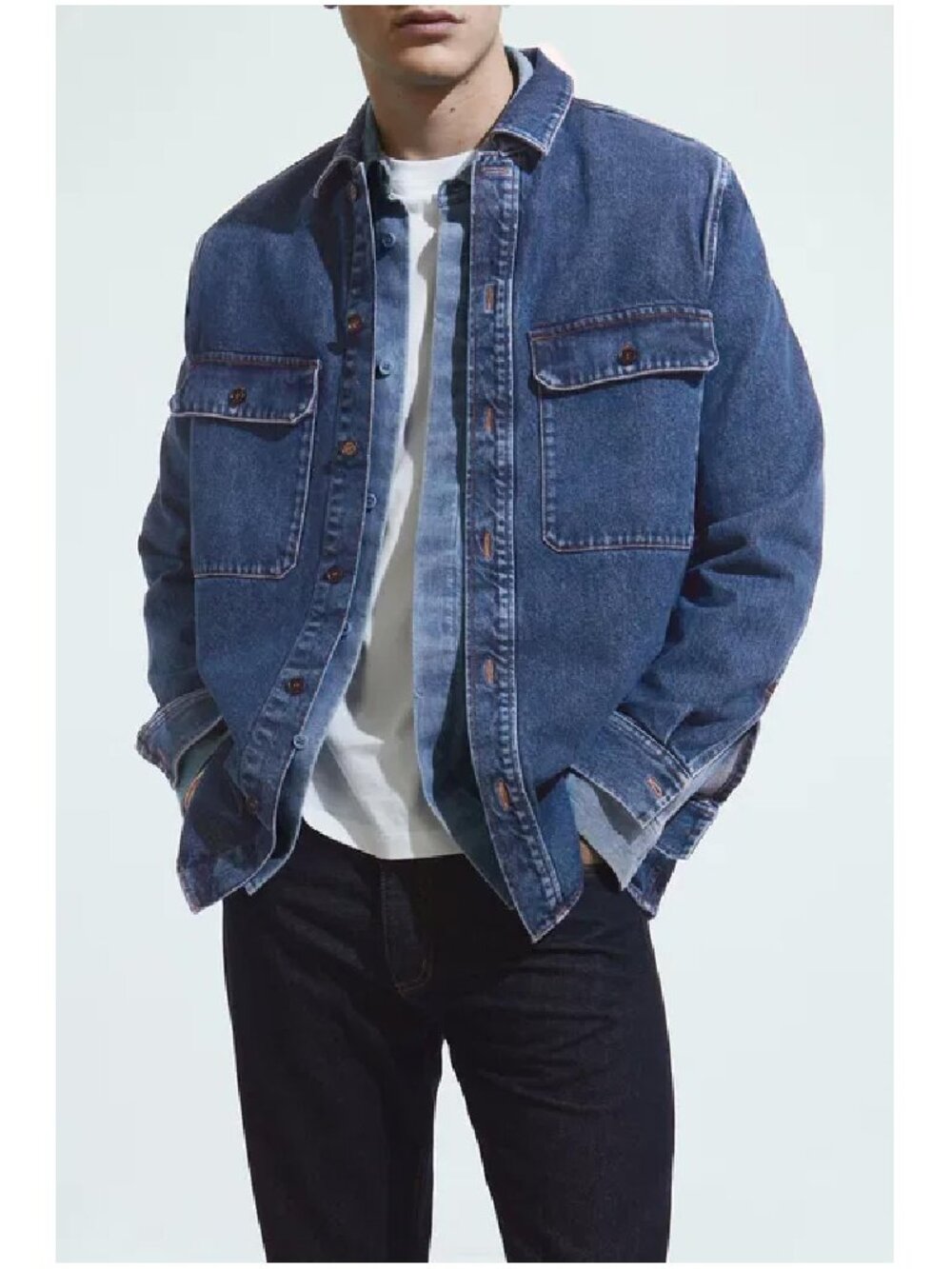 COS RELAXED-FIT DENIM OVERSHIRT/mid wash blue Men S